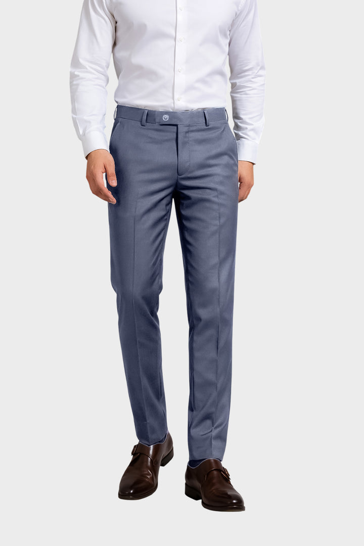 Auto Flex - Steel Blue Stretchable Formal Trousers For Men | Ariser