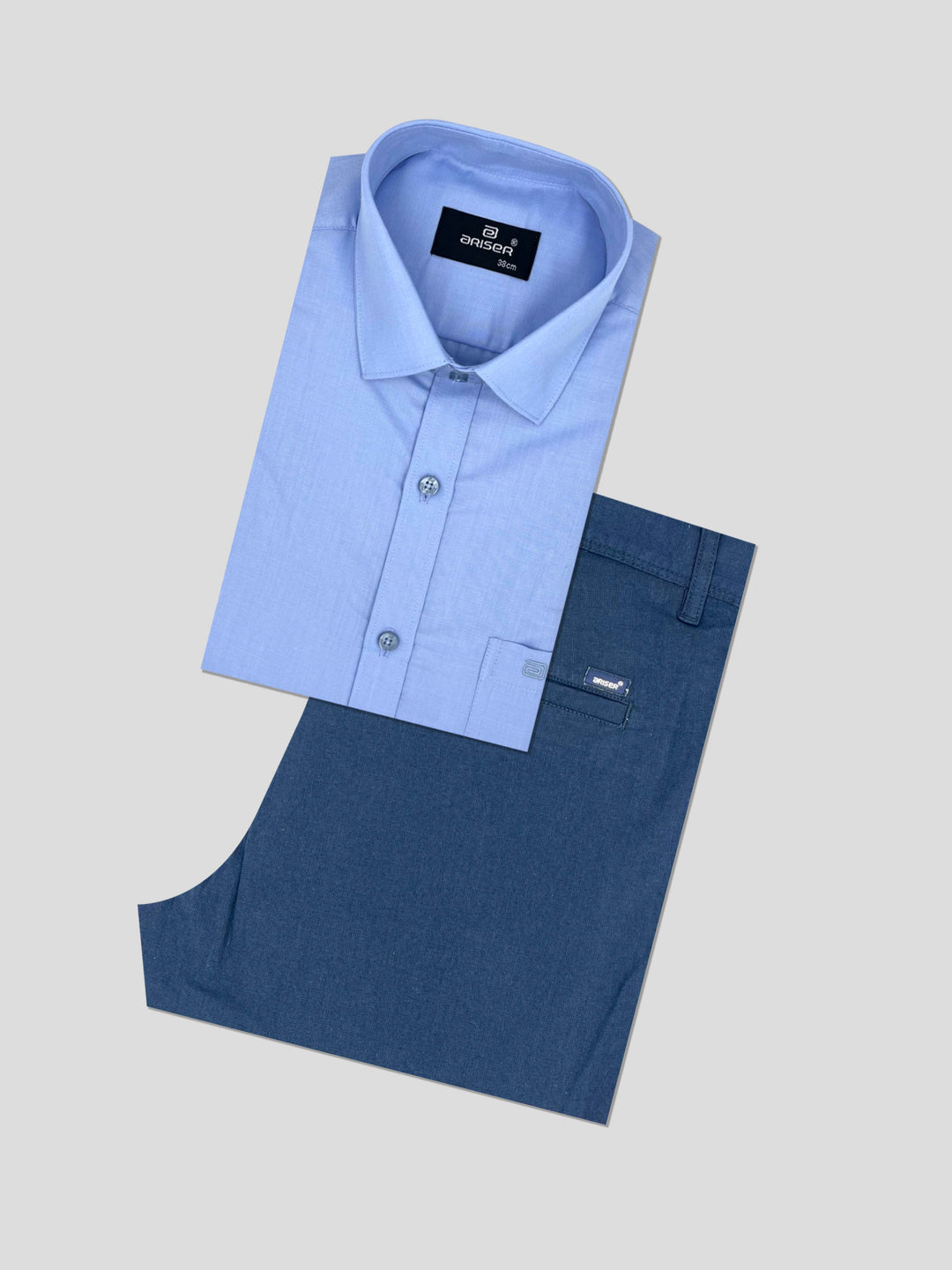 Super Soft + Kansas - Blue Shirt With Blue Trouser Combo For Men | Ariser