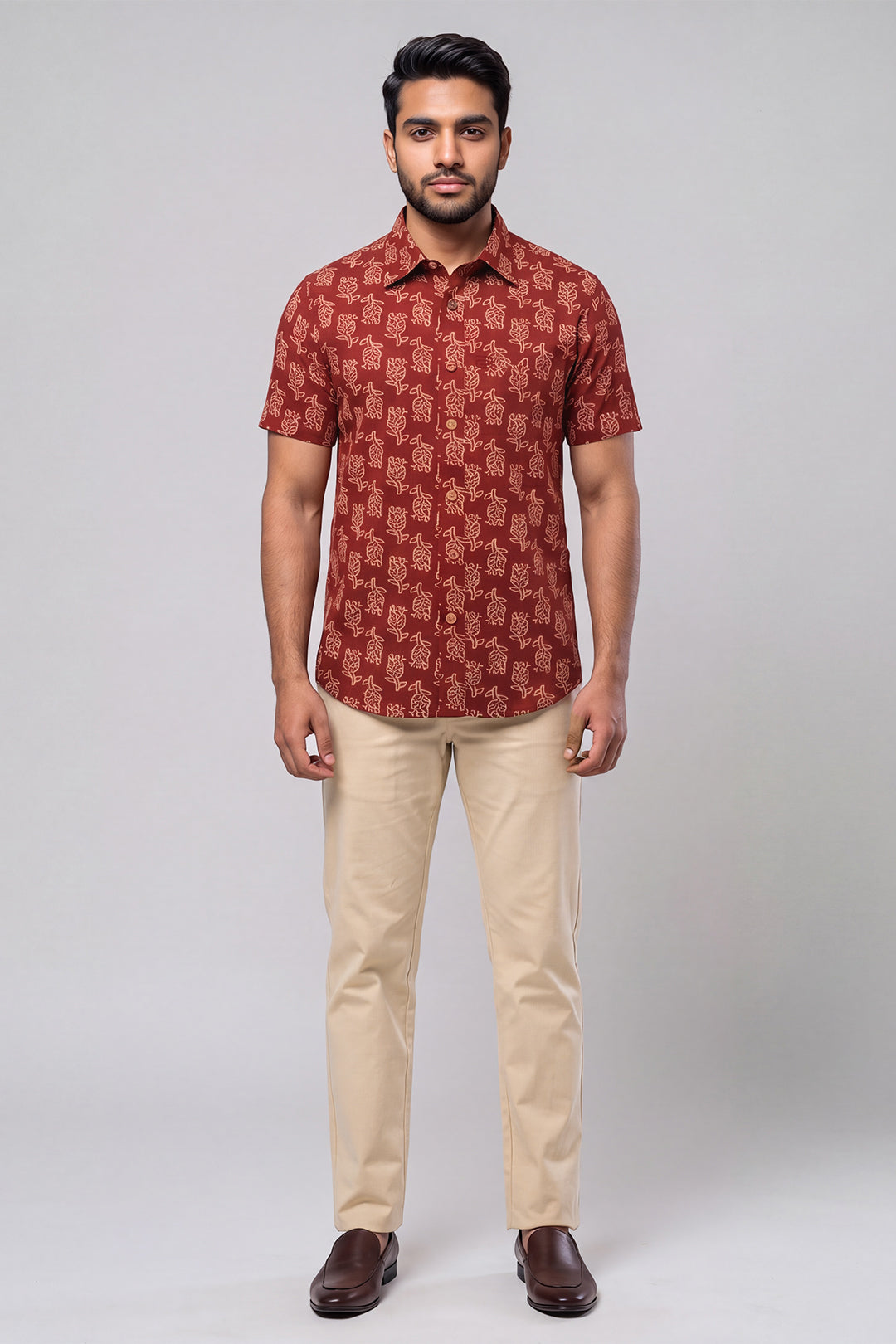 Congo + Basic Chino - Maroon Red Shirt With Sandal Trouser Combo For Men | Ariser