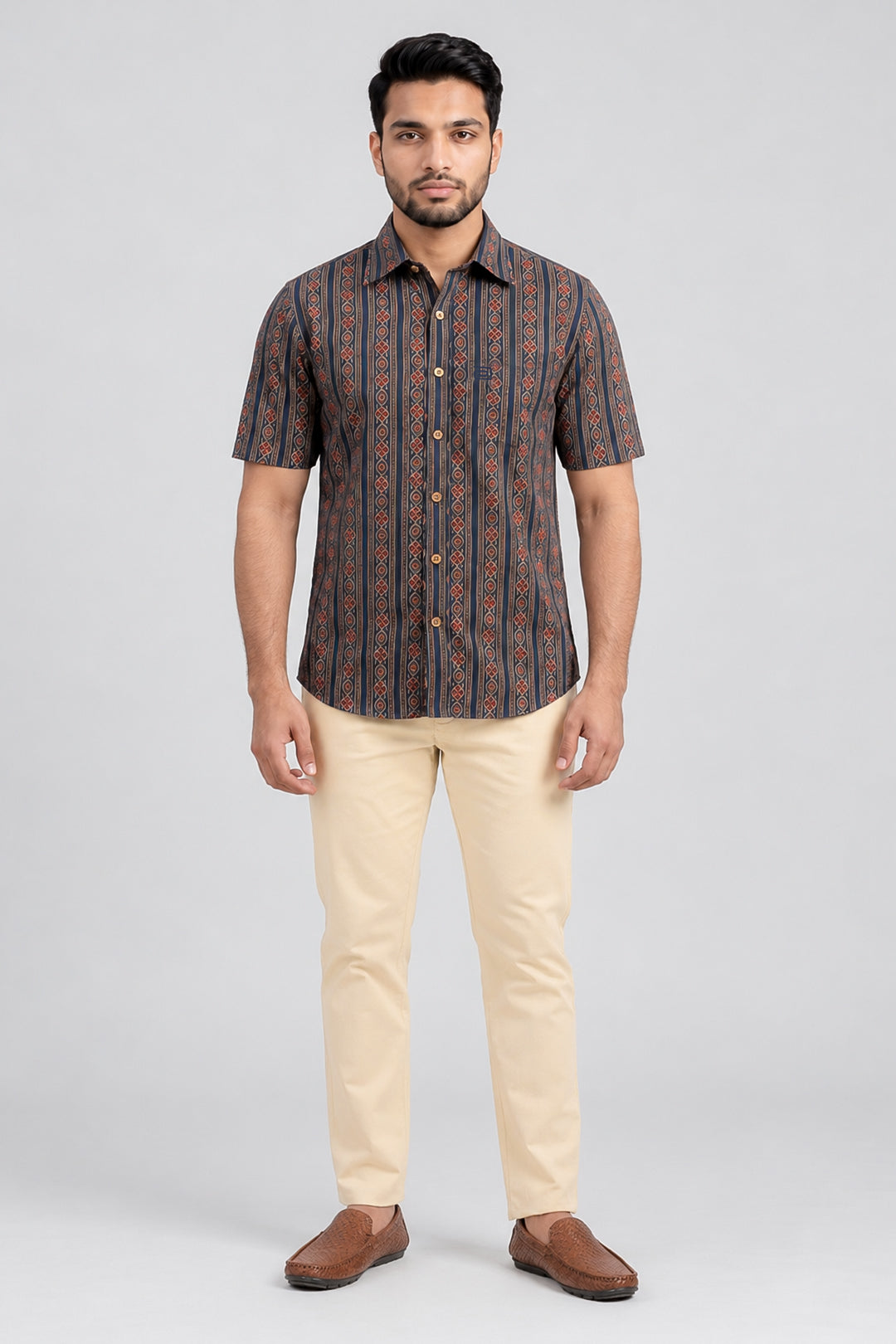 Congo + Basic Chino - Midnight Blue Shirt With Sandal Trouser Combo For Men | Ariser