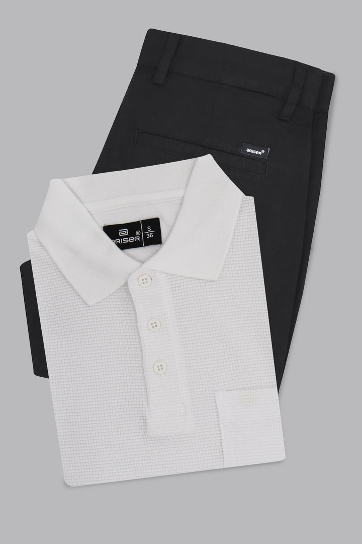 Cotton-Rich Polo with Trousers
