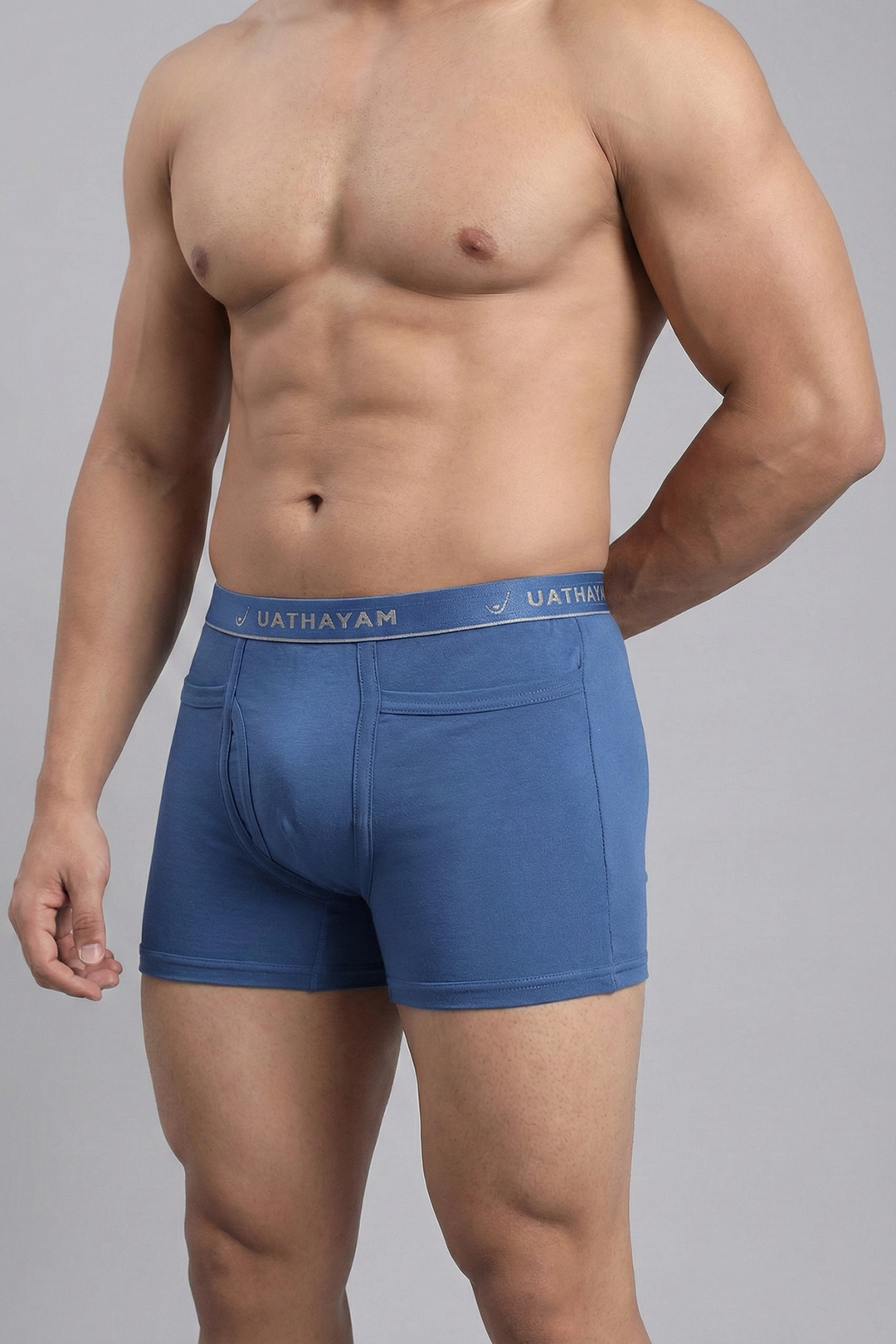 Men outer elastic trunks blue Uathayam