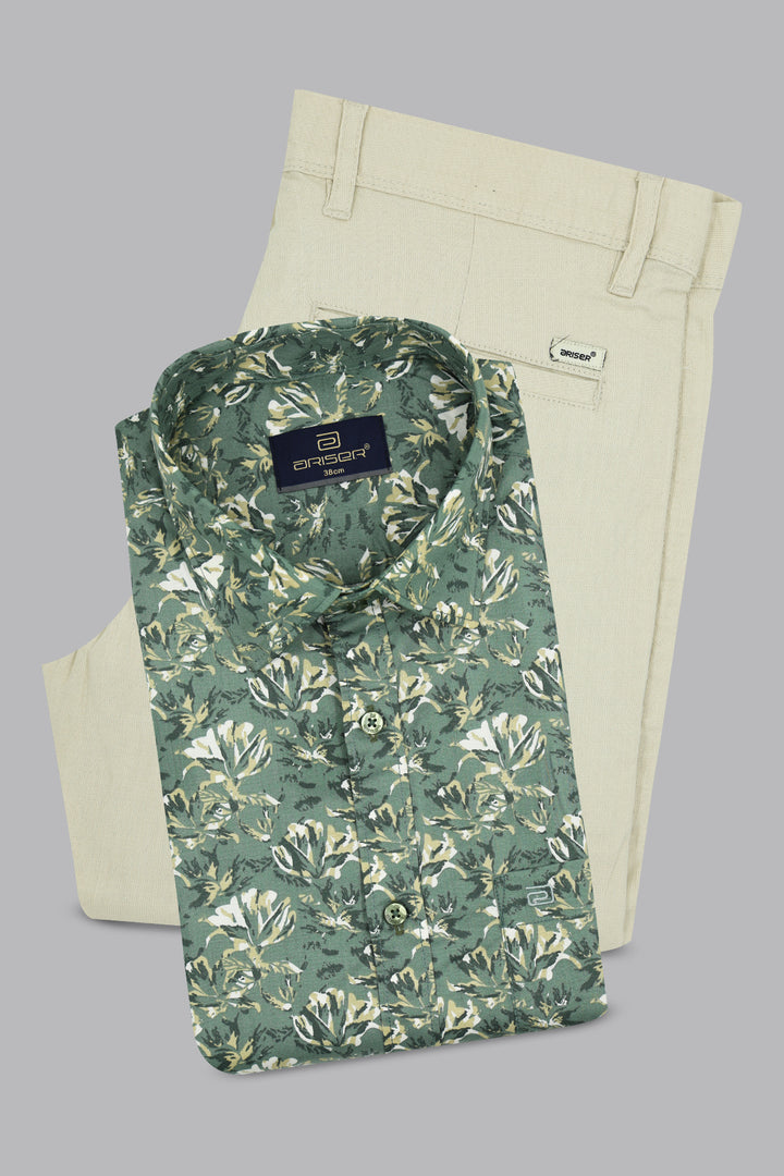 Dusty olive green printed shirt