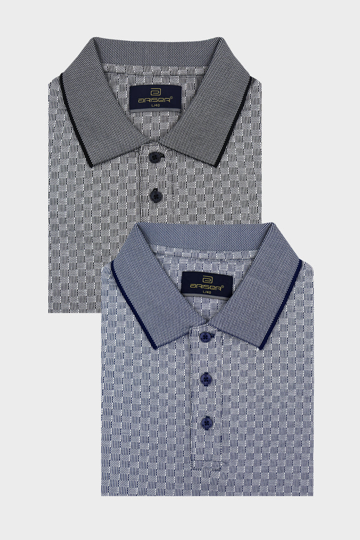 Zulu Polo Black & Navy Blue Pocketless T-Shirts – Pack of 2 Combo for Men | Ariser