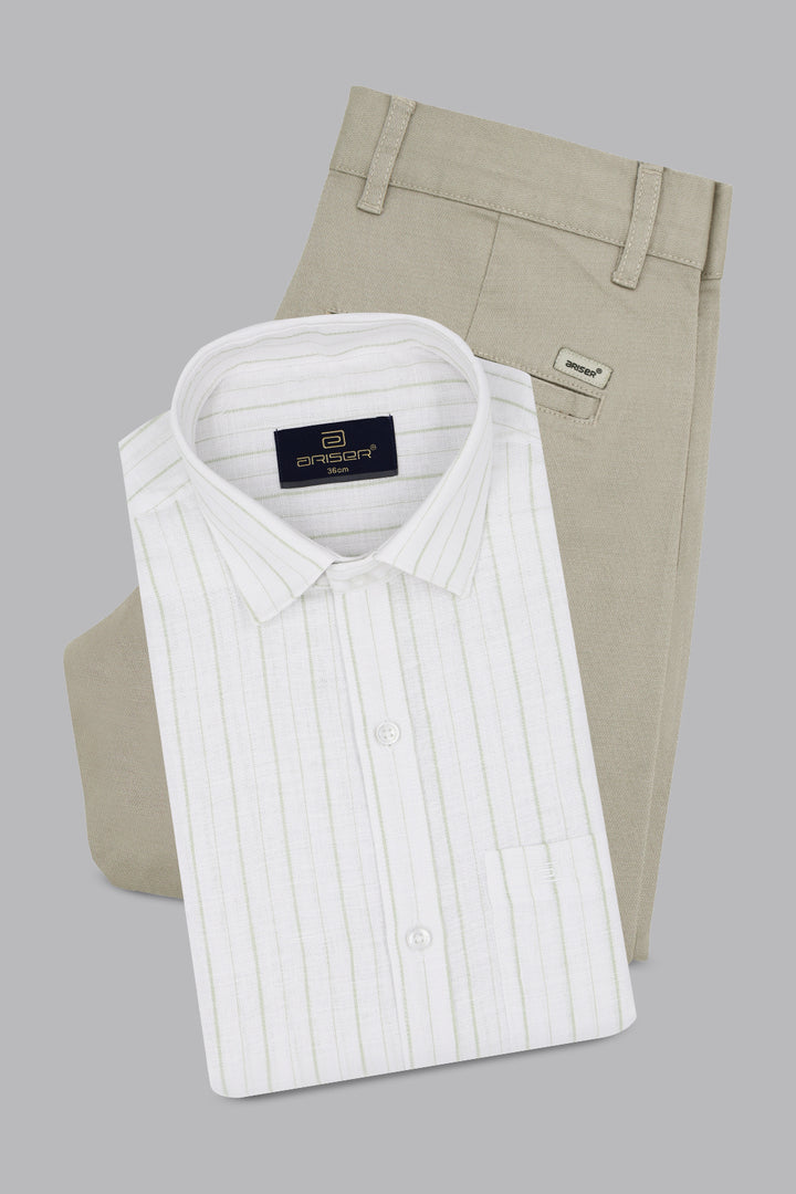 royal white shirt steel gray trouser combo