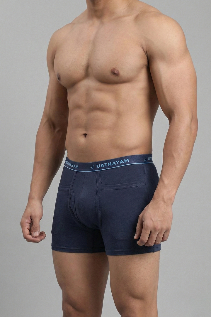 Men comfortable cotton trunks with outer elastic