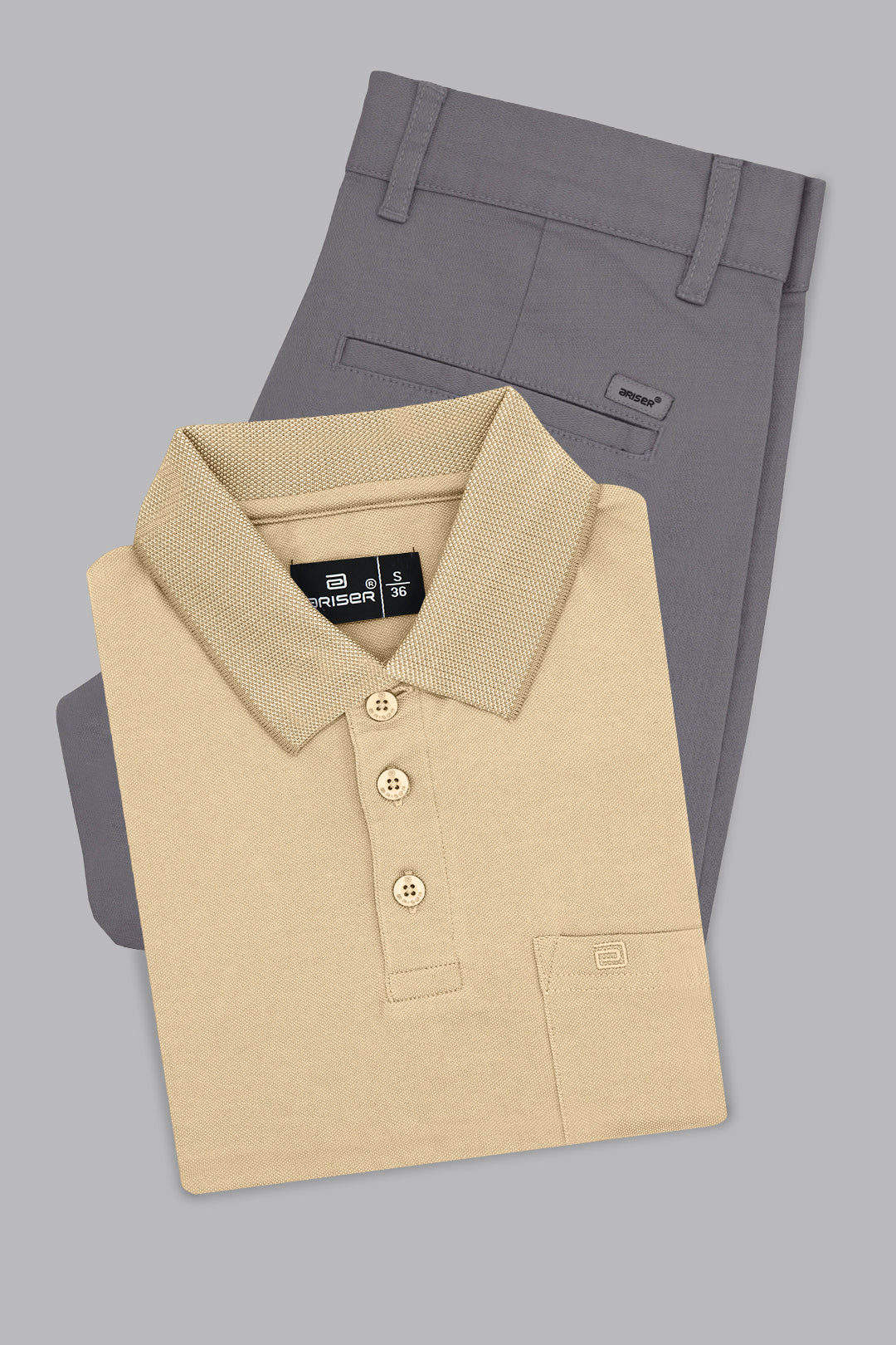 Men coral peach t shirt and grey pant combo