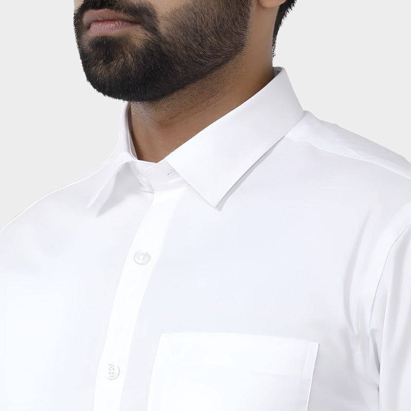 Snow Field - 100% Cotton Formal White Shirts Pack Of 2 Combo For Men | Uathayam