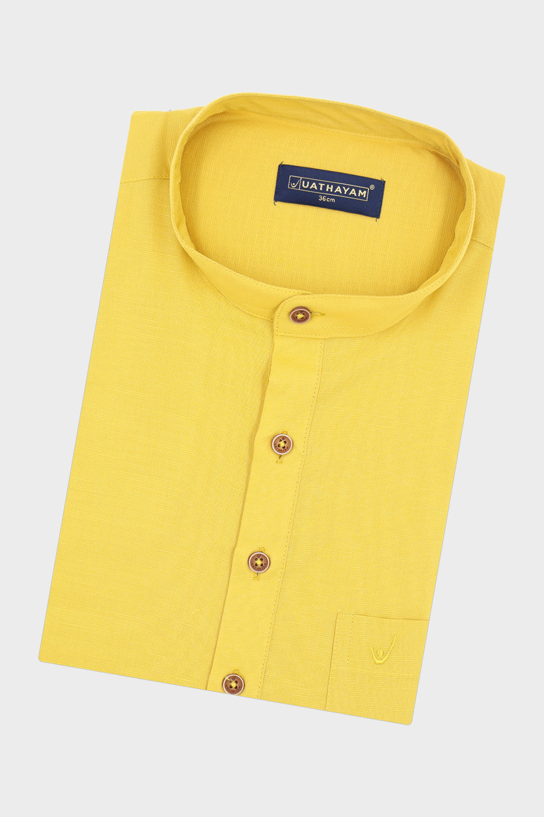 Uathayam Metro Yellow Traditional Short Kurta for Men