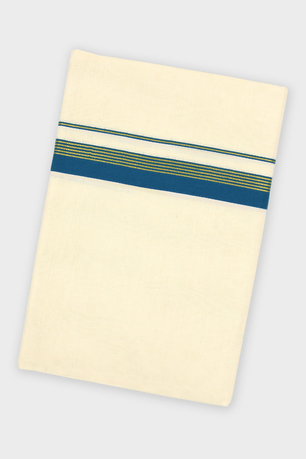 Peacock Blue Double Layered Dhoti with Fancy Borders for Men