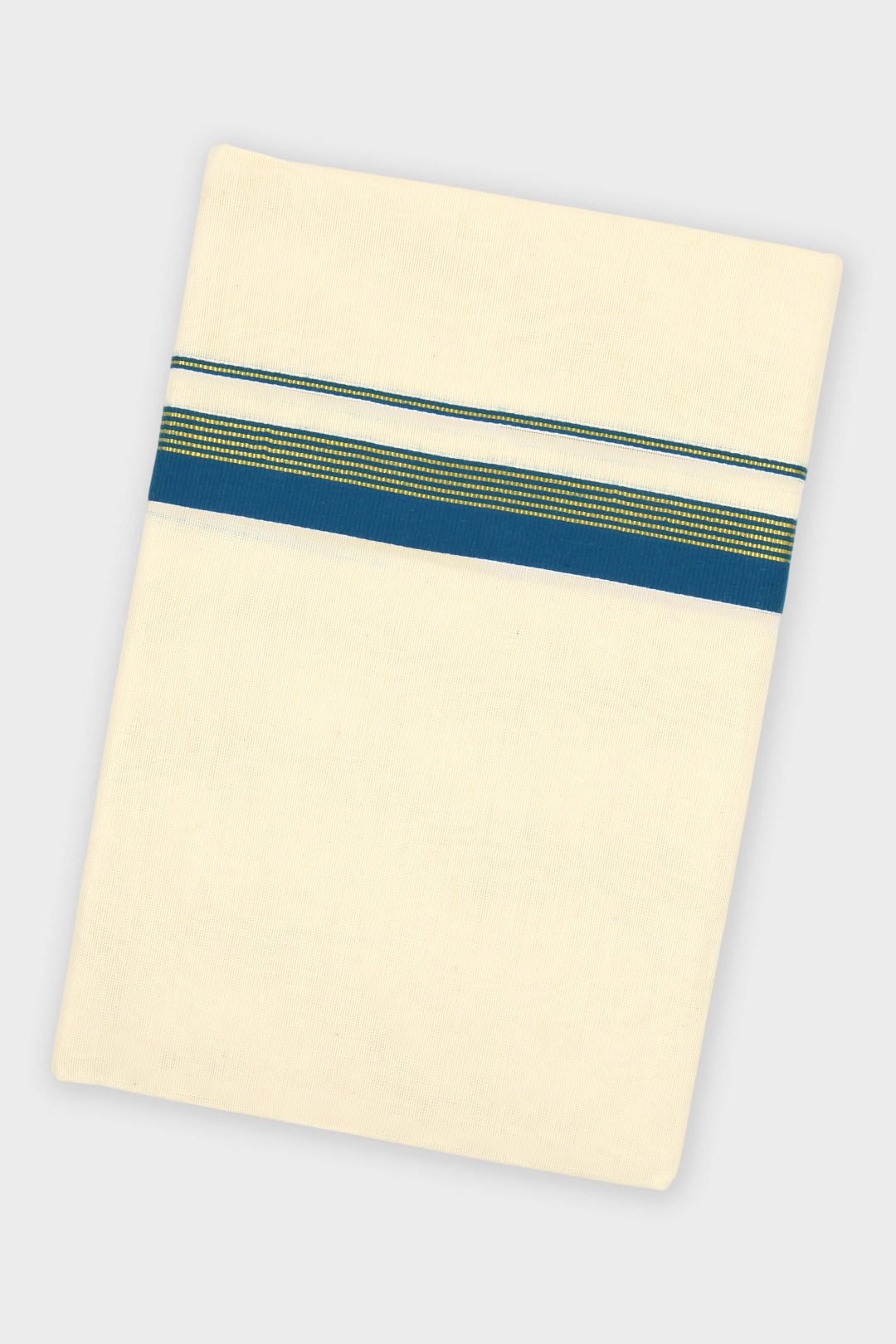 Peacock Blue Double Layered Dhoti with Fancy Borders for Men