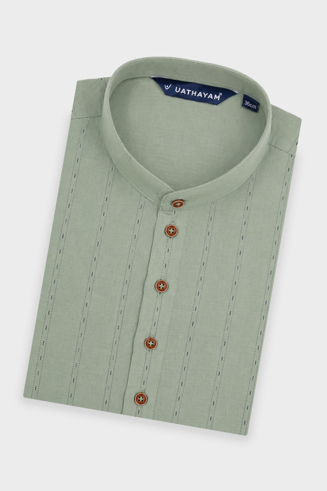 Men's Basil Green Printed Cotton Long Kurta