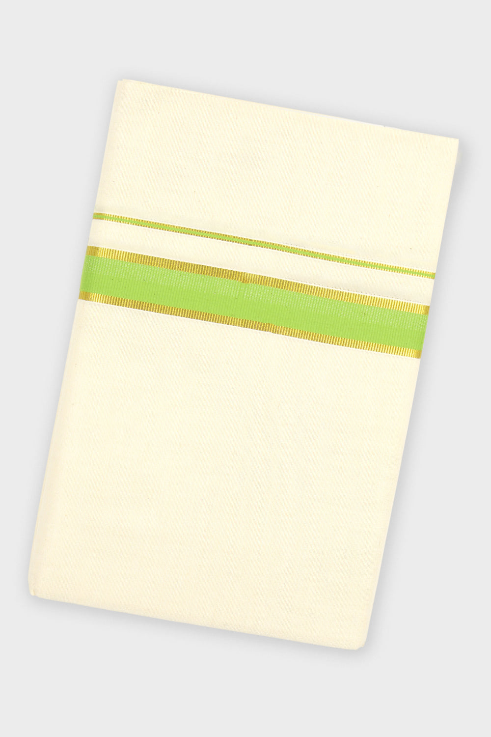 Parrot Green Double Layered Dhoti with Fancy Borders for Men