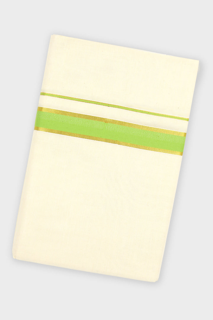 Parrot Green Double Layered Dhoti with Fancy Borders for Men