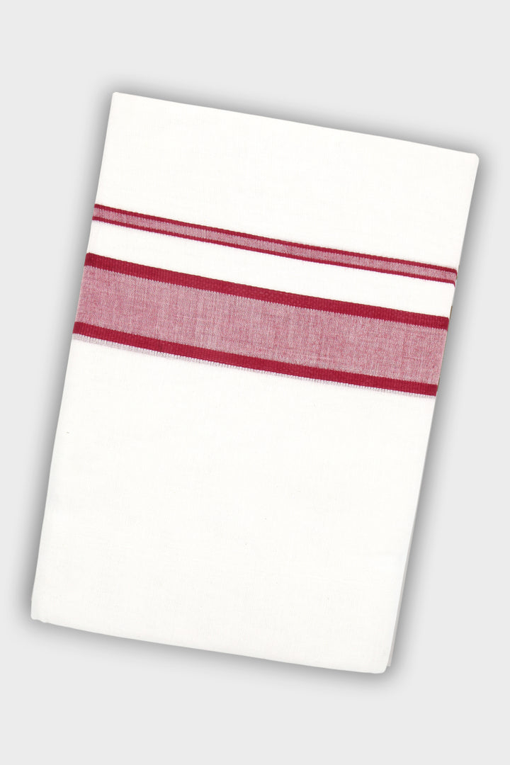 Rose Red Smooth Cotton Double Layered Dhoti with Fancy Borders for Men