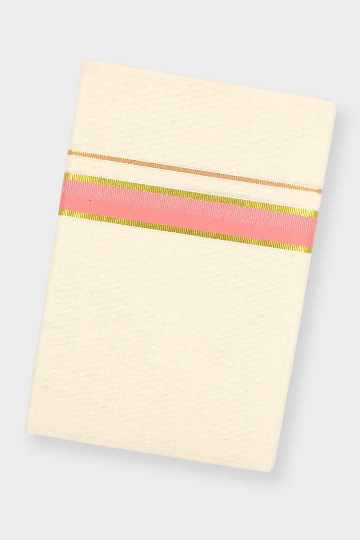 Pink Double Layered Dhoti with Fancy Borders for Men