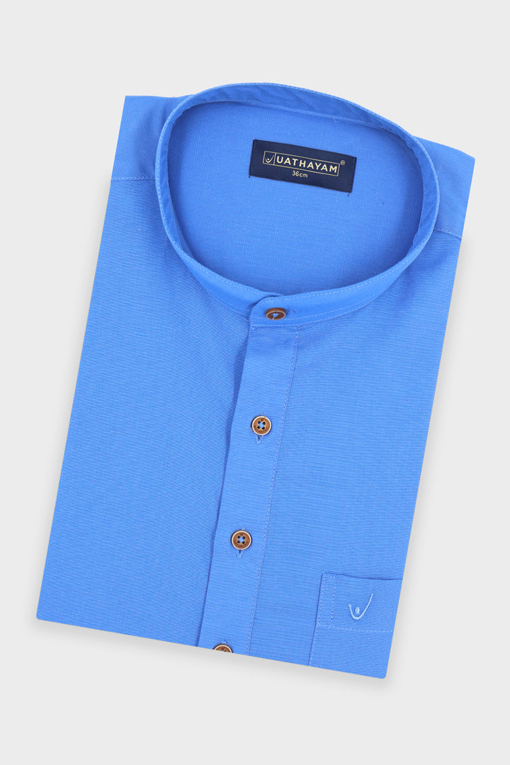 Men's Indigo Blue Cotton Short Kurta