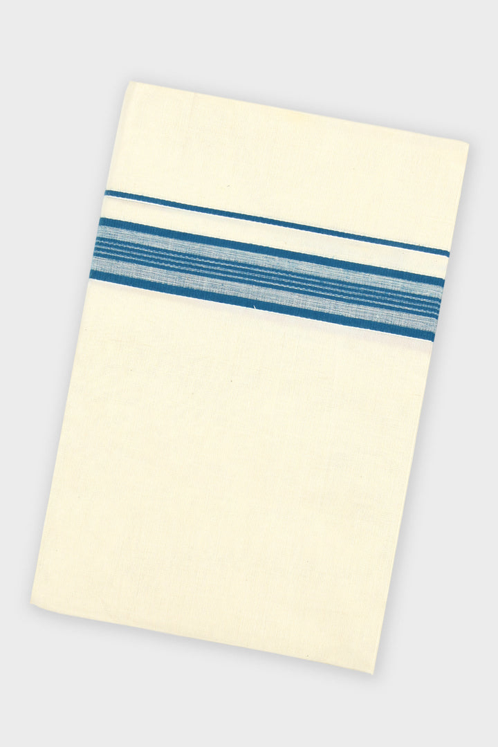 Mineral Blue Double Layered Dhoti with Fancy Borders for Men
