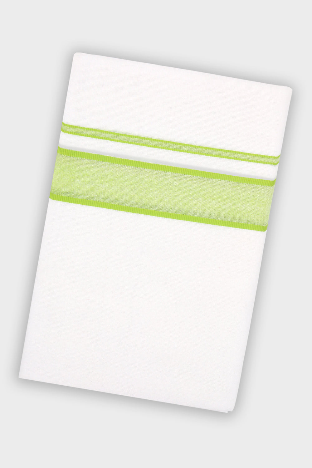 Men's Honey Fancy Parrot Green Double Layered Fancy Border Dhoti