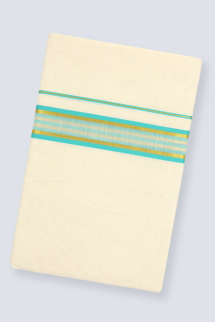 Sea Green Blue Fancy Border Dhoti