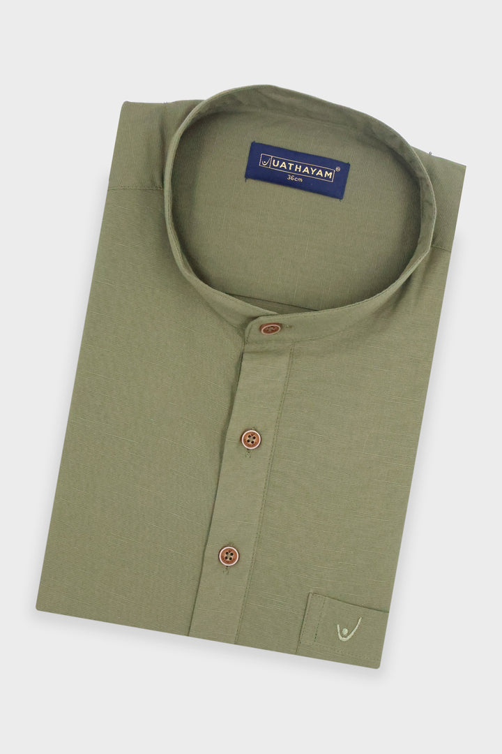 Olive Dust Short Kurta for Men by Metro