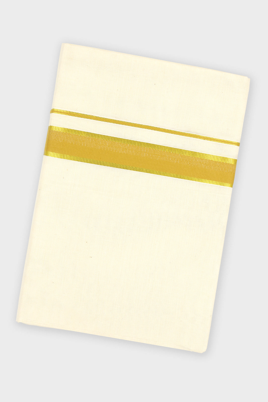 Men's Yellow Fancy Border Double Layered Veshti by Uathayam