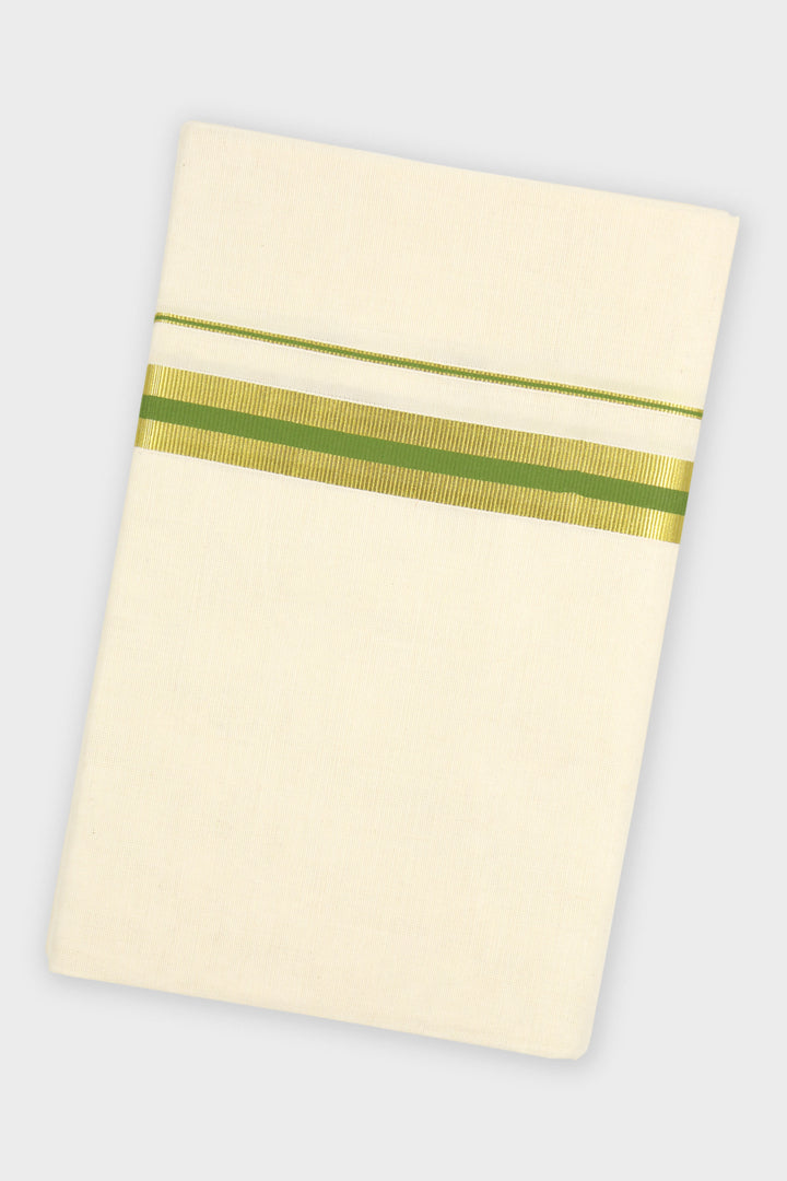 Mehendi Green Double Layered Dhoti with Fancy Borders for Men
