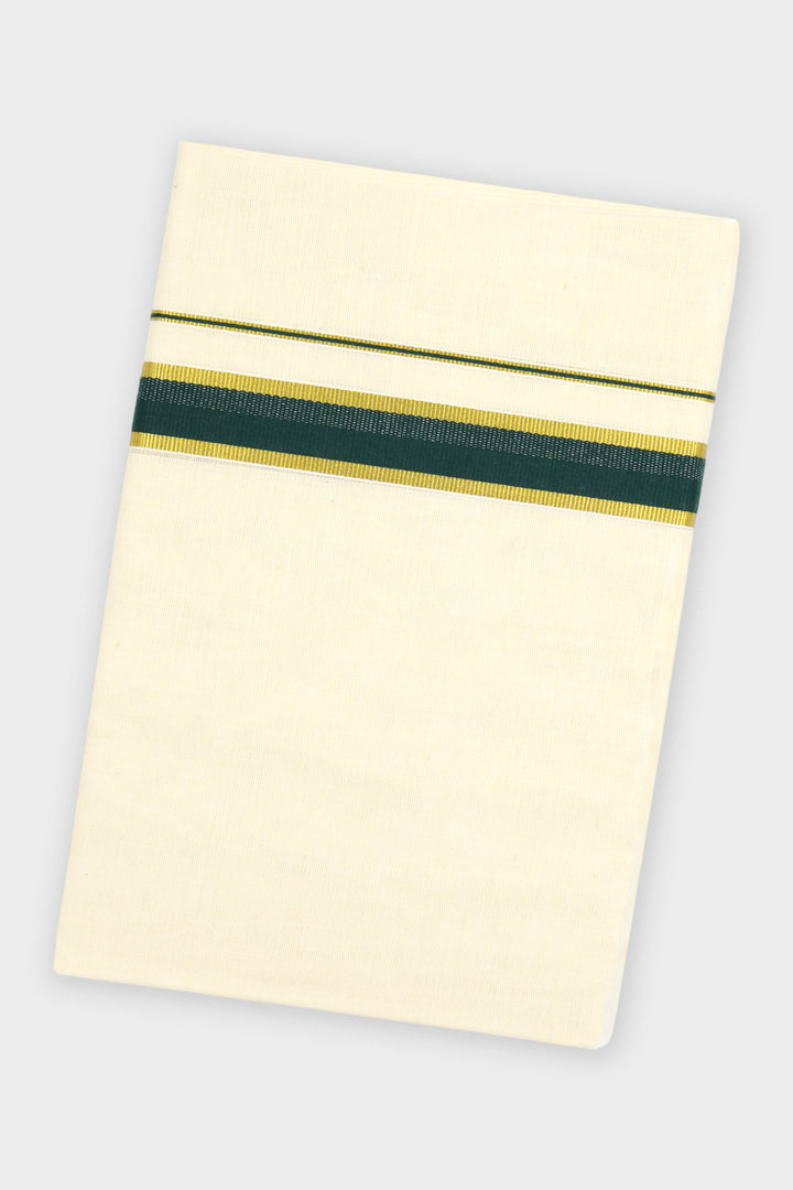 Dark Green Double Layered Dhoti with Fancy Borders for Men