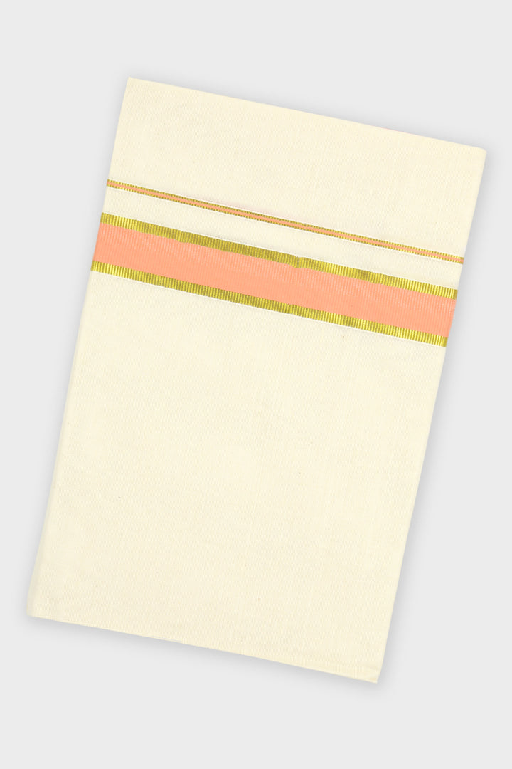 Dusty Rose Double Layered Dhoti with Fancy Borders for Men