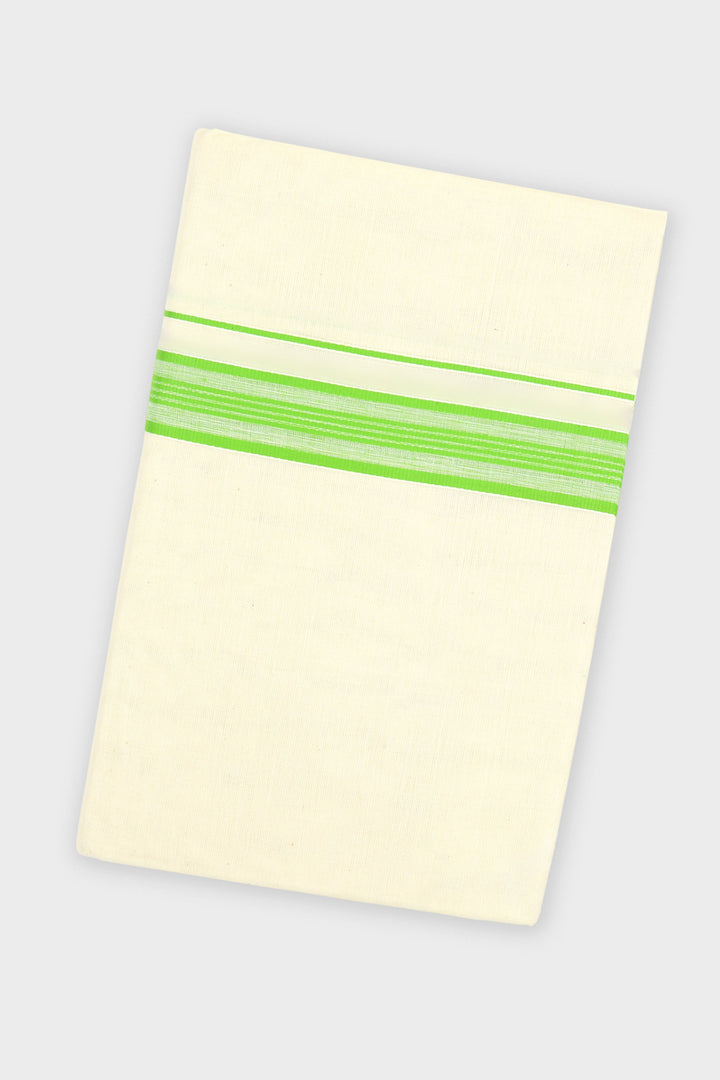 Parrot Green Double Layered Dhoti with Fancy Borders for Men
