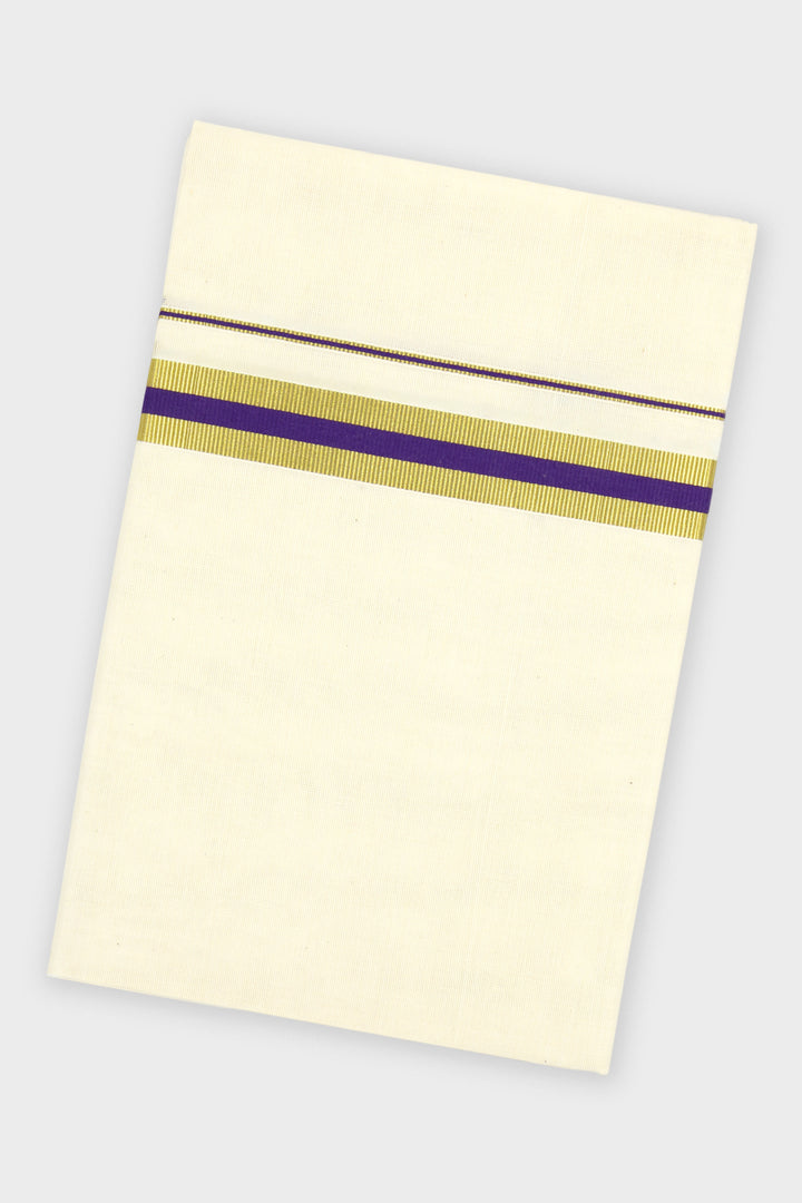 Midnight Violet Double Layered Dhoti with Fancy Borders for Men
