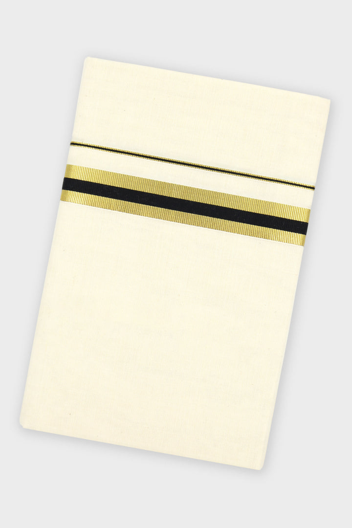 Black Double Layered Dhoti with Fancy Borders for Men