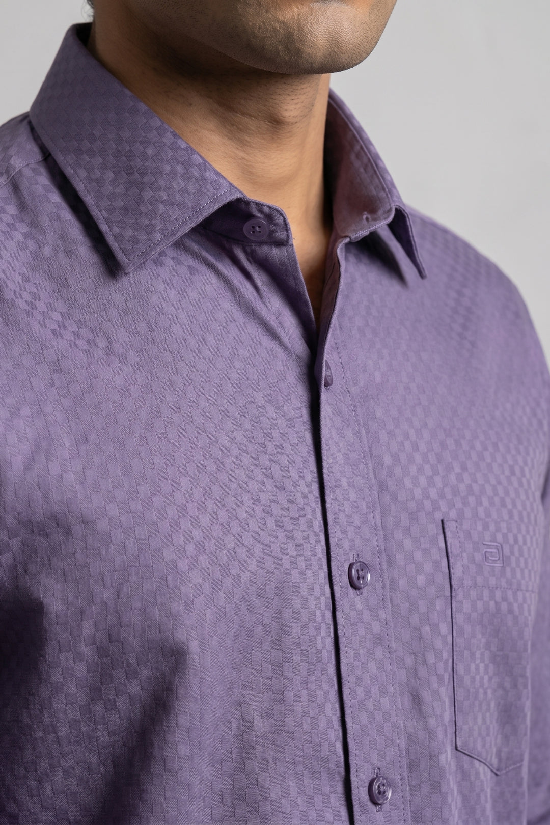Italian Dobby - Smoky Violet Embossed Line Formal Shirts For Men | Ariser