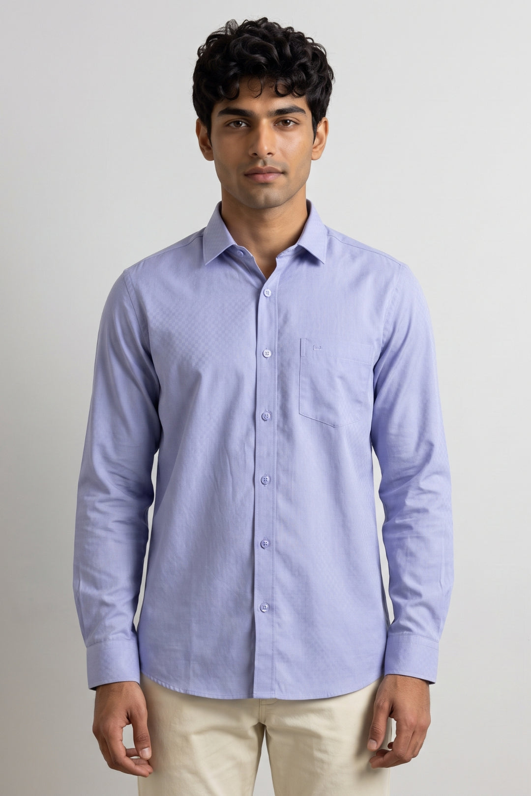 Italian Dobby - Pastel Blue Embossed Line Formal Shirts For Men | Ariser