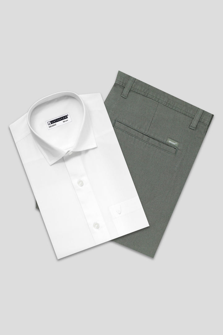 White and green combo dress for men