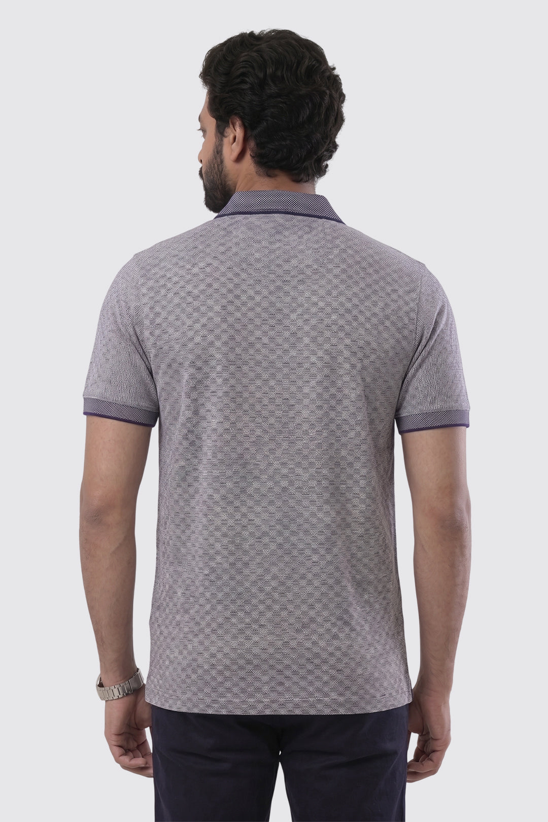 Mens Navy Blue Printed Polo T-Shirt Ariser