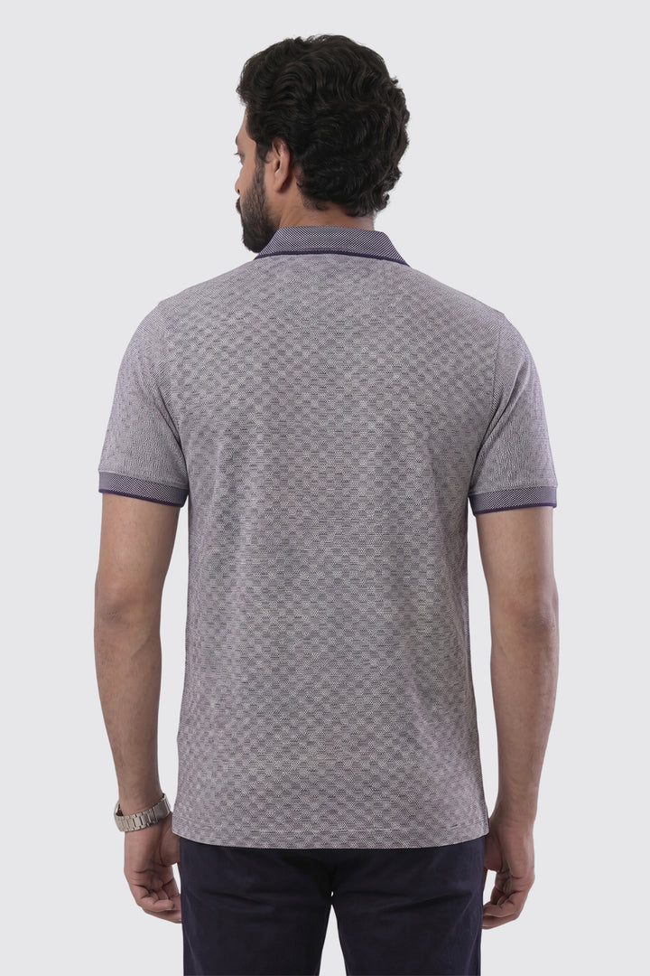 Mens Navy Blue Printed Polo T-Shirt Ariser