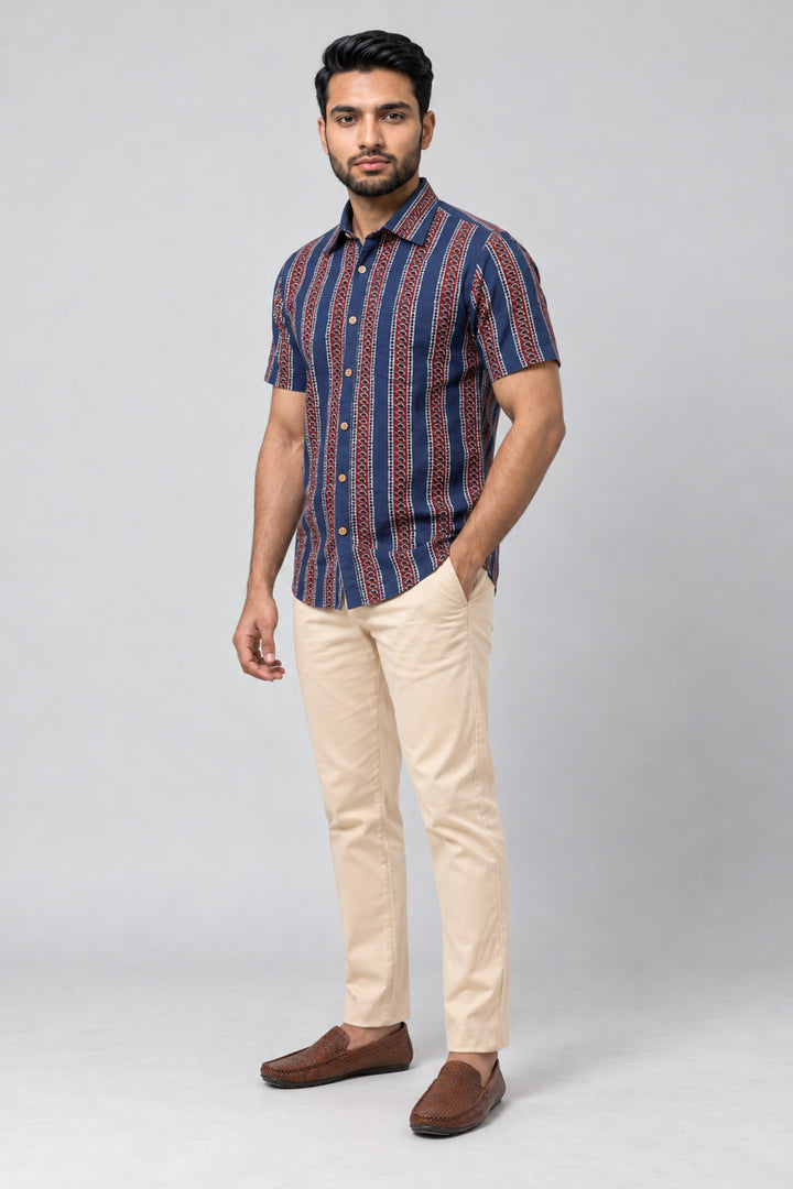 Congo + Basic Chino - Classic Blue Shirt With Sandal Trouser Combo For Men | Ariser