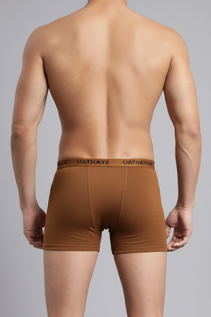 Comfort Rib men’s cotton rib trunks coffee brown front view