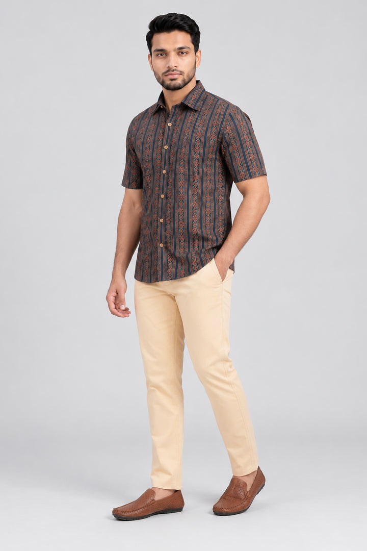 Congo + Basic Chino - Midnight Blue Shirt With Sandal Trouser Combo For Men | Ariser
