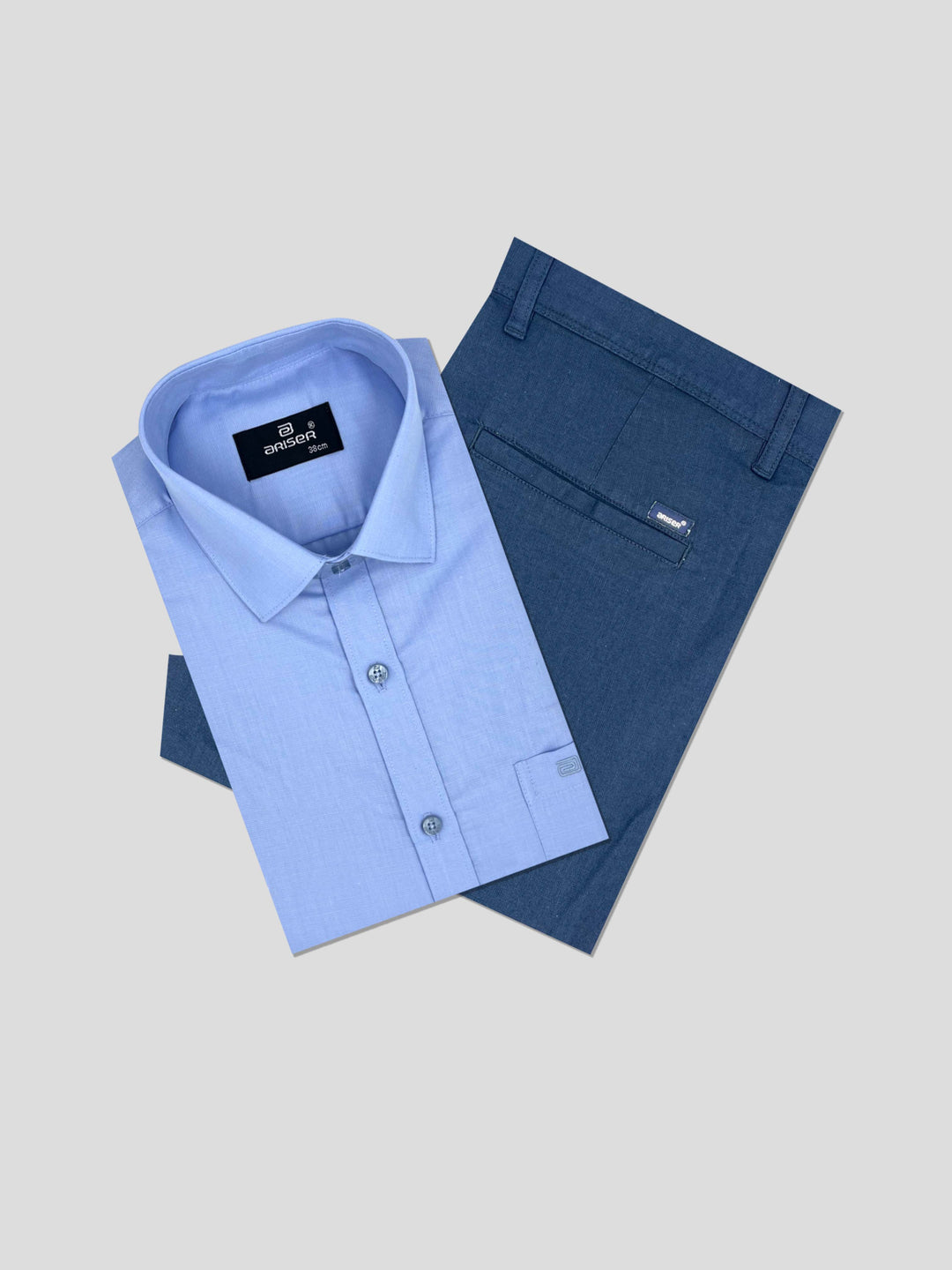 Super Soft + Kansas - Blue Shirt With Blue Trouser Combo For Men | Ariser