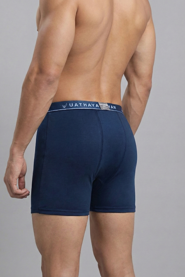 Ultimate Fine men’s cotton trunks classic navy blue pocket-free design
