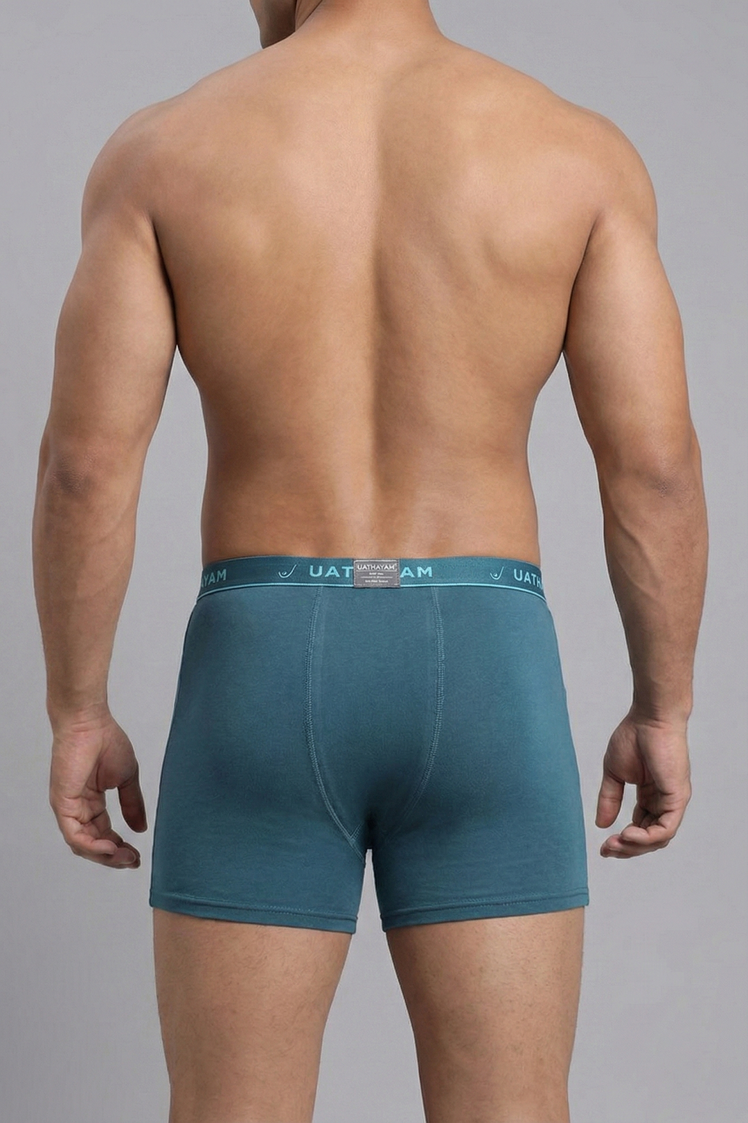 Ultimate Fine men’s cotton trunks peacock blue pocket-free design
