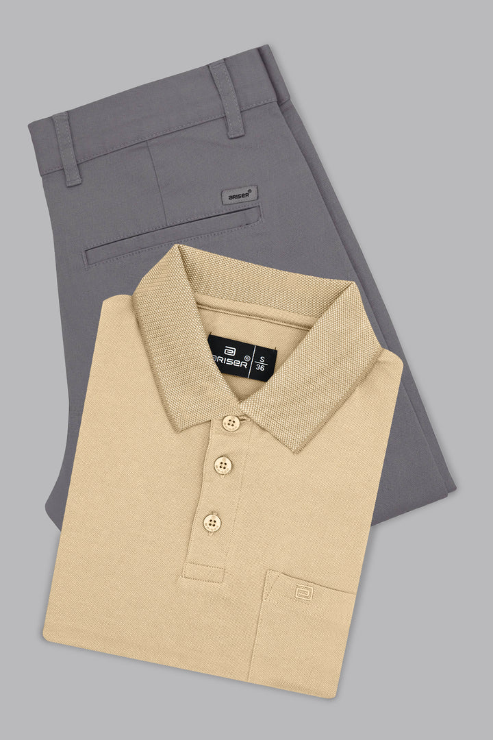 Smart casual polo t shirt trouser set