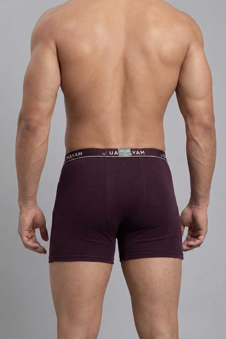 Soft breathable cotton trunks plum purple