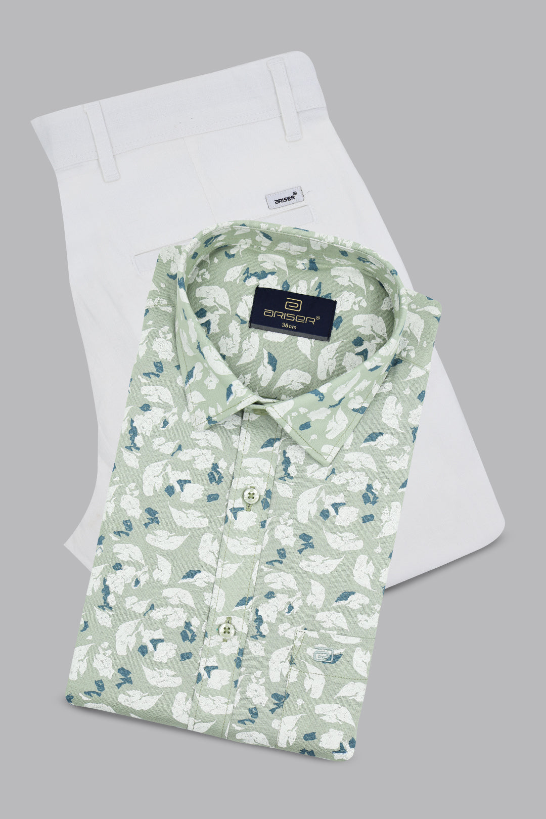 Sage Green Printed Shirt Combo