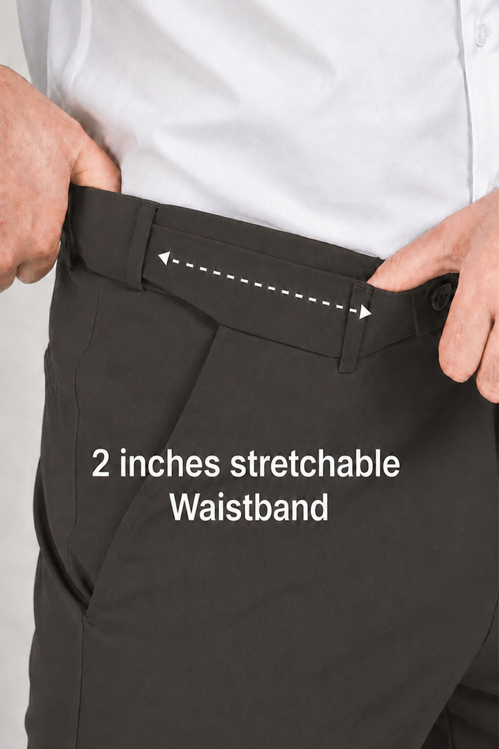 Auto Flex - Charcoal Brown Stretchable Formal Trousers For Men | Ariser