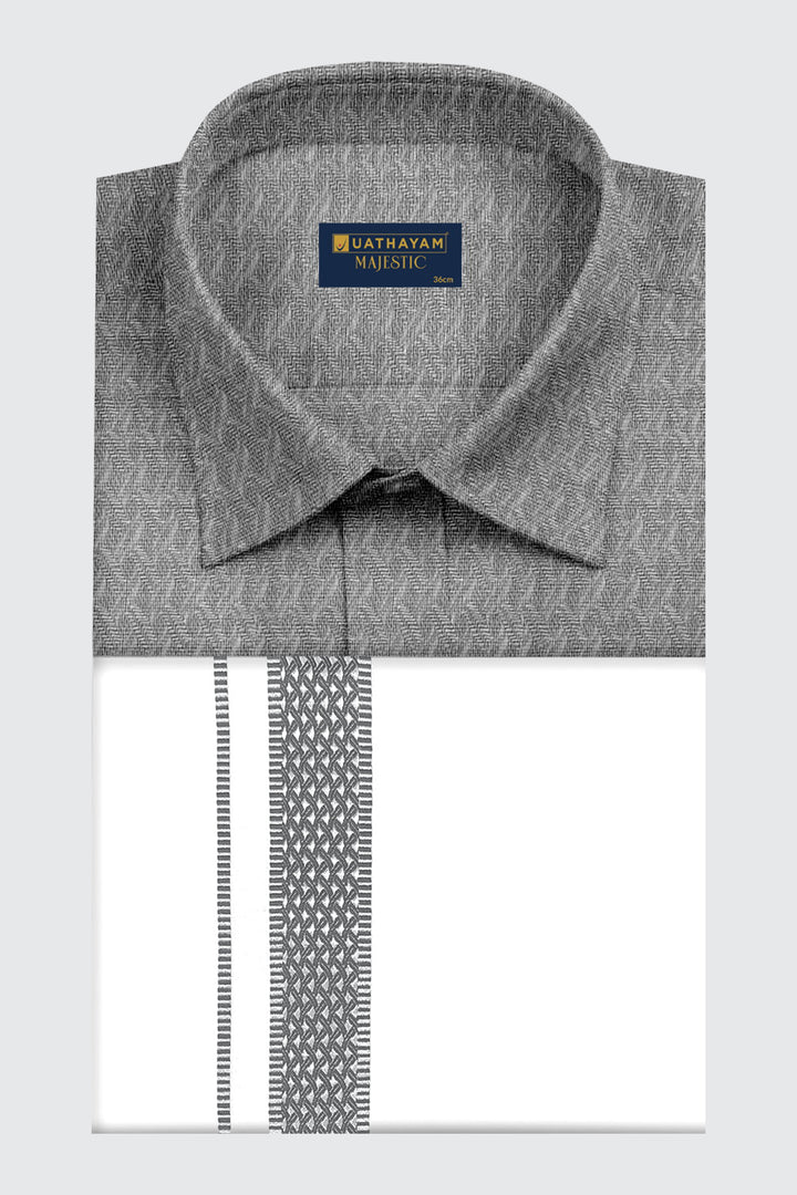 Steel grey matching shirt and dhoti set