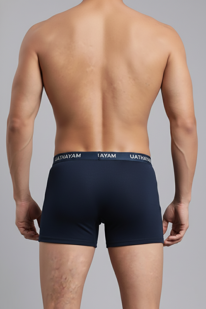 Comfort Rib men’s cotton rib trunks dark navy front view