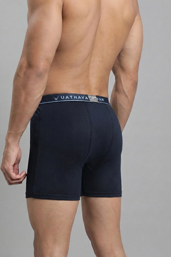Ultimate Fine men’s cotton trunks ink blue front view